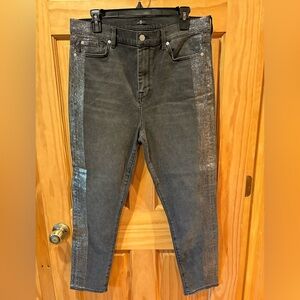 7 For All Mankind jeans with a metallic side stripe skinny jeans women’s 32